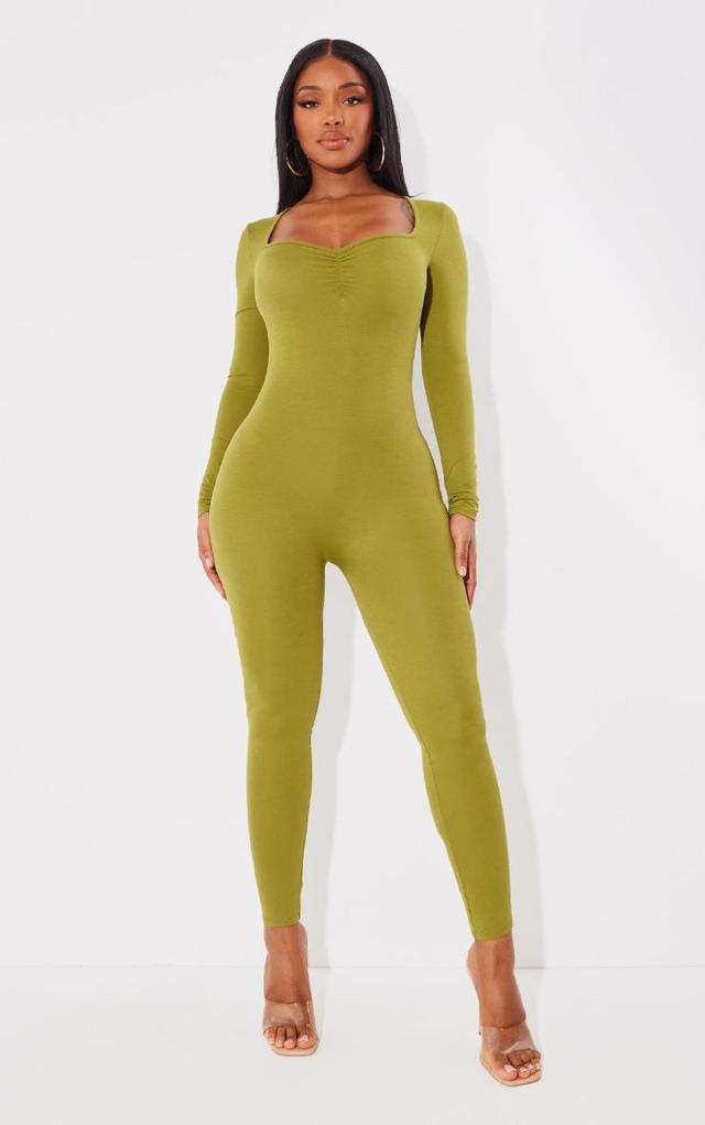 Shape Olive Contour Jersey Ruched Bust Long Sleeve Jumpsuit Product Image