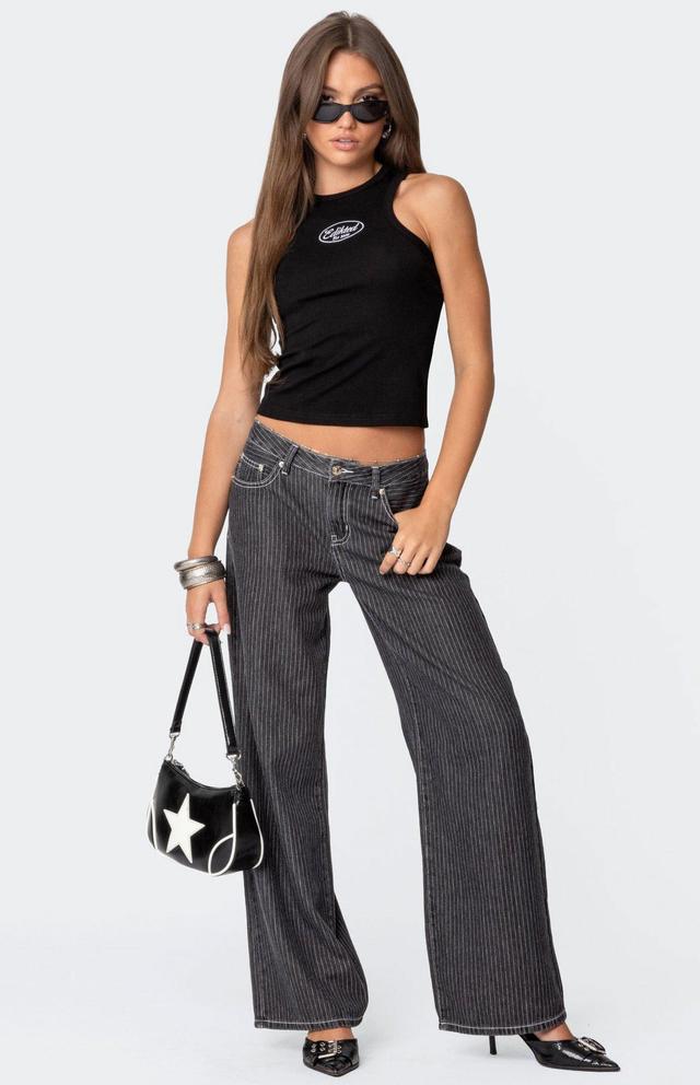 Edikted Womens Pinstripe Low Rise Jeans Product Image