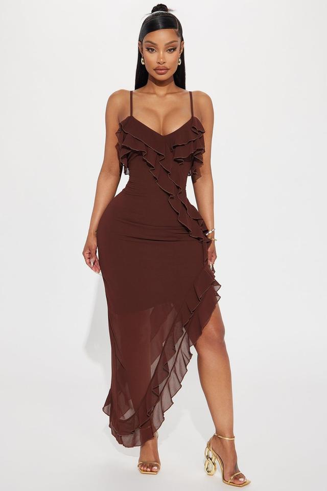 Kristi Ruffle Maxi Dress - Chocolate Product Image