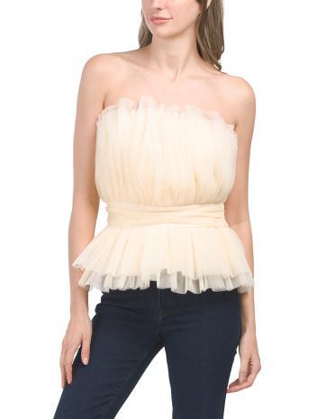 Strapless Tulle Banded Top for Women Product Image