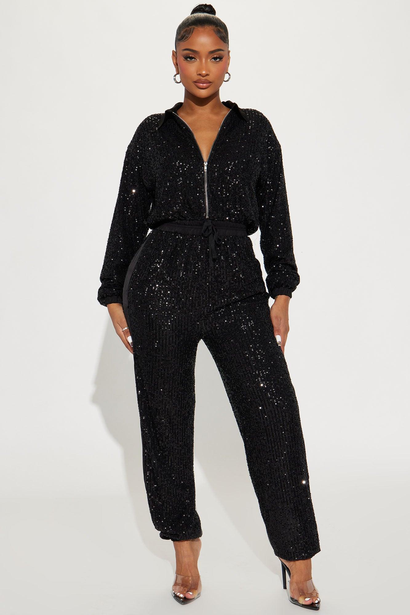 Only Your Sparkle Sequin Jumpsuit - Black Product Image