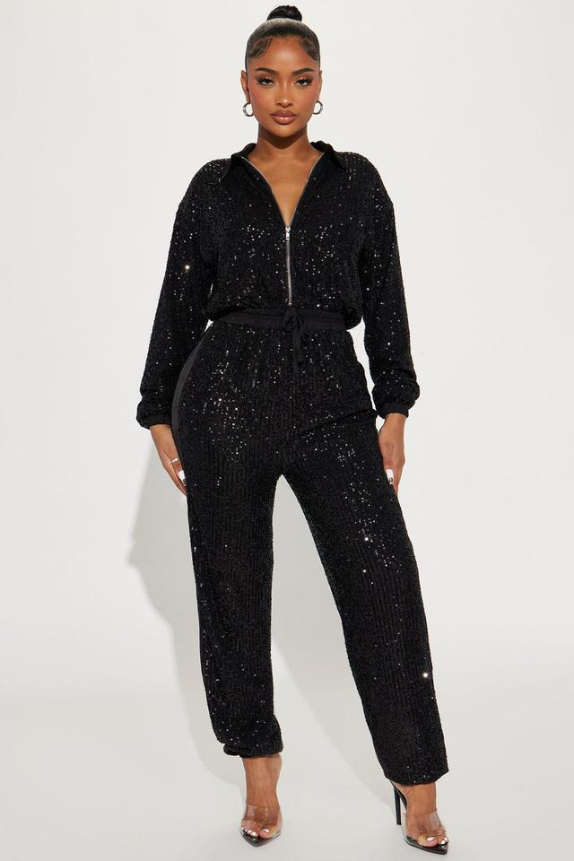 Only Your Sparkle Sequin Jumpsuit - Black Product Image