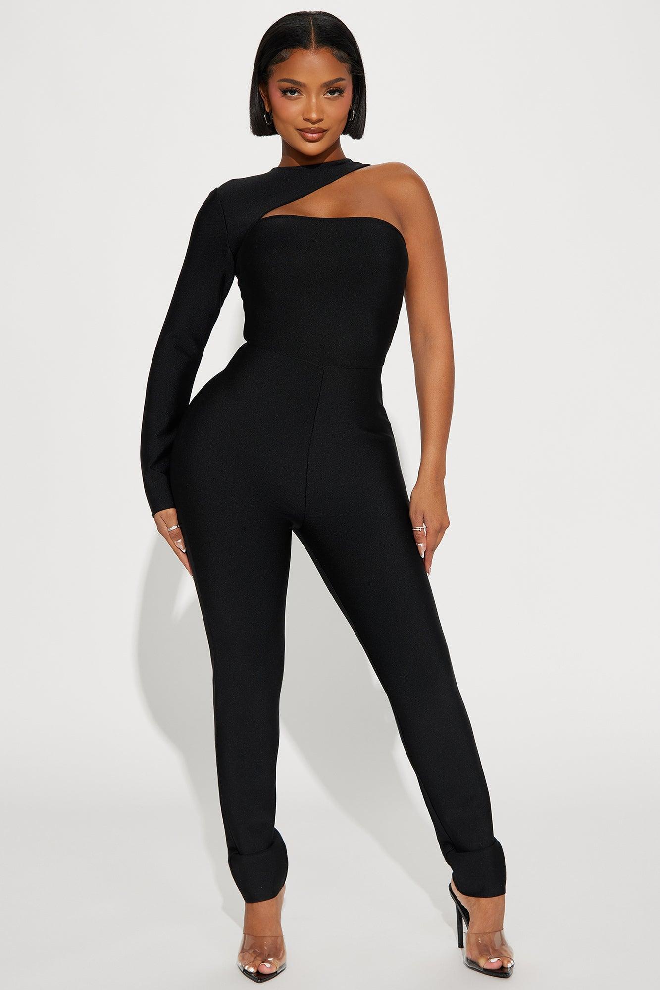 Make It Out Bandage Jumpsuit  - Black Product Image