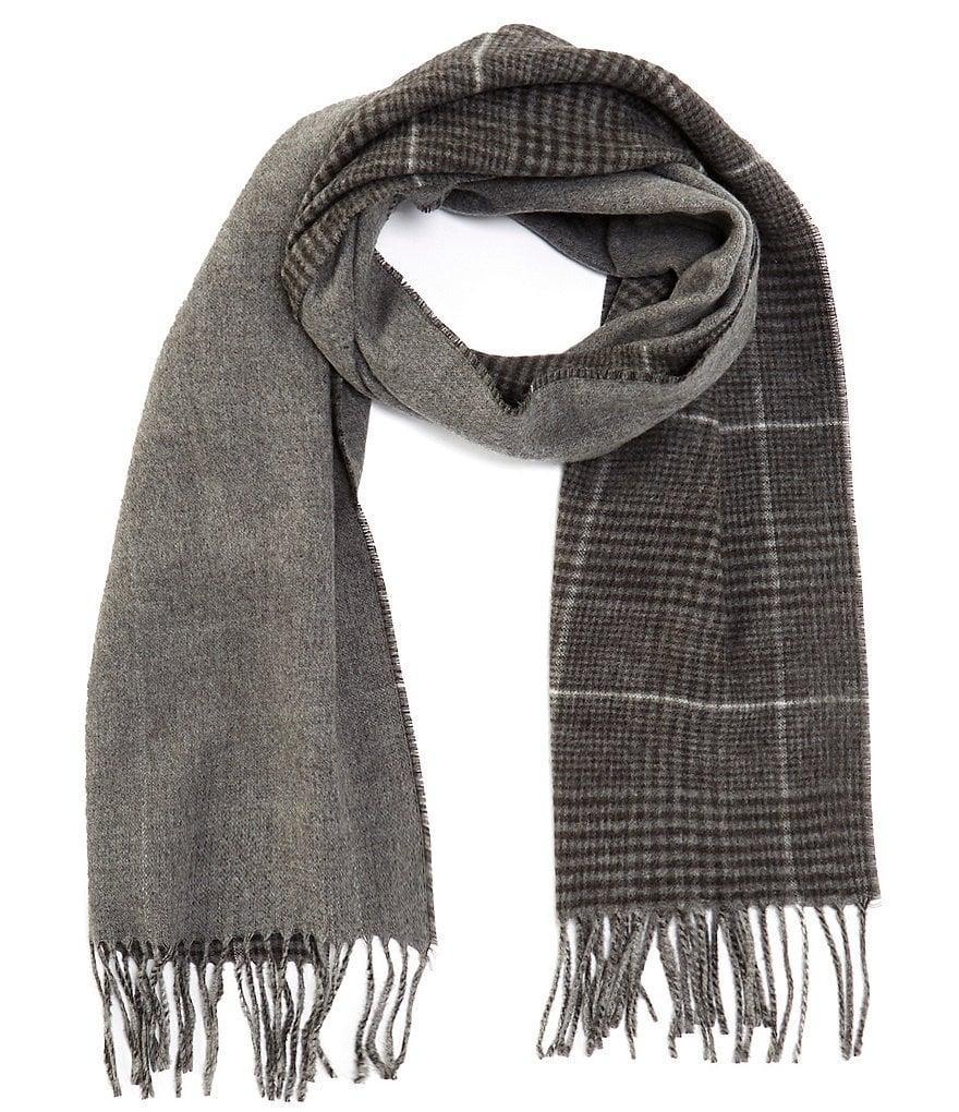 Roundtree & Yorke Glen Plaid Reversible Twisted Rope Fringe Scarf Product Image