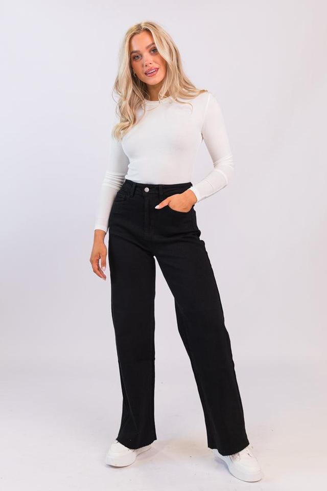 Kelsea Black Wash Wide Leg Jeans Product Image