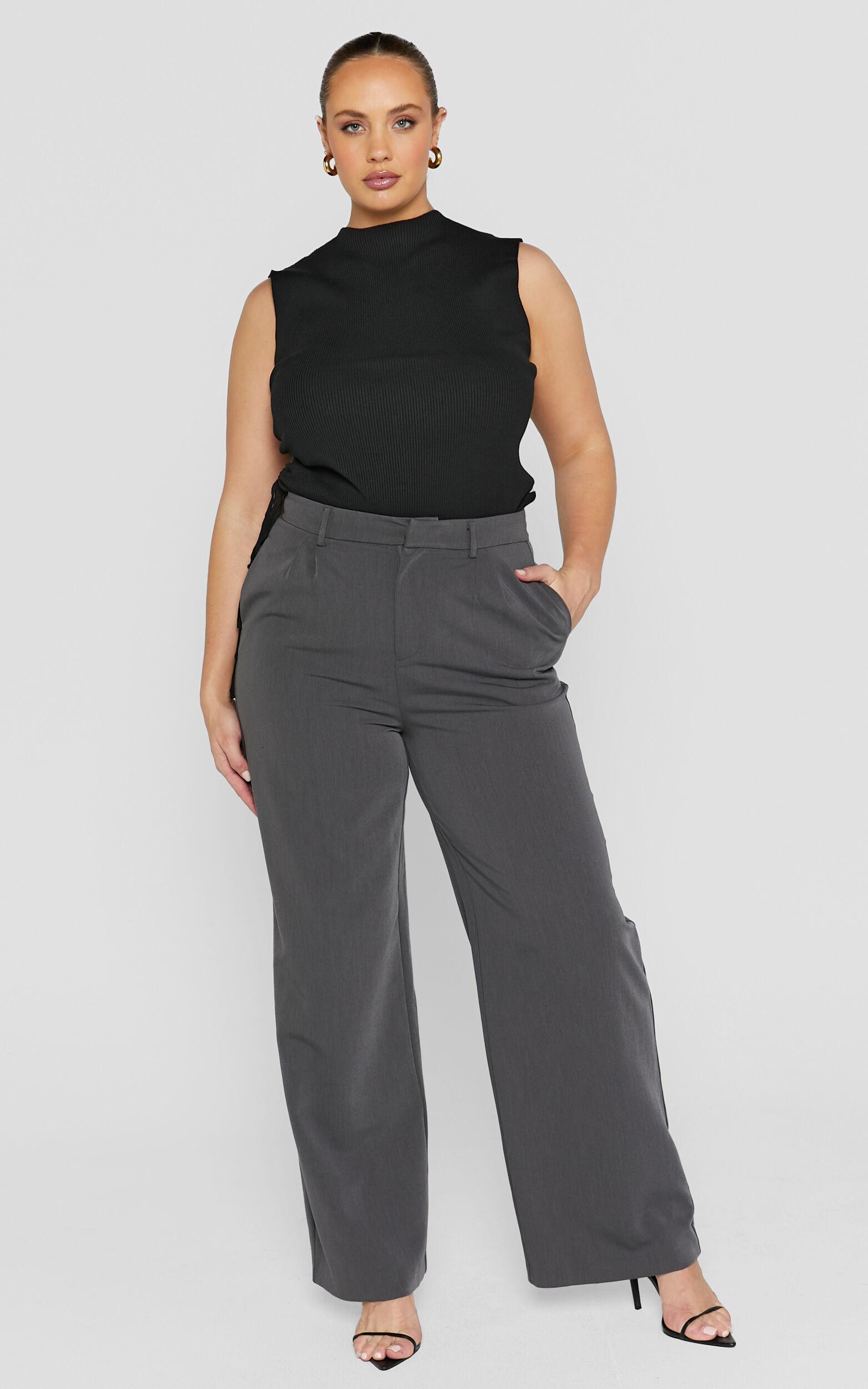 Lorcan Pants - High Waisted Tailored Pants in Charcoal Product Image