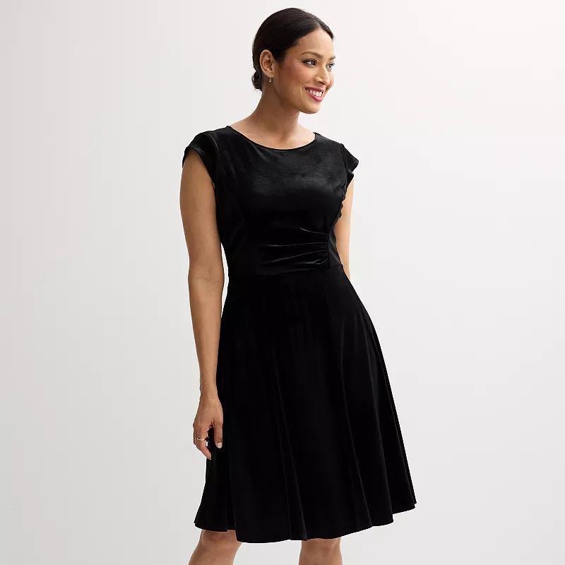 Womens Sandra Darren Velvet Skater Midi Dress Product Image