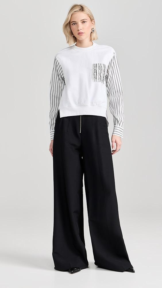 3.1 Phillip Lim Long Sleeve Striped Fringe Pocket Sweatshirt | Shopbop Product Image