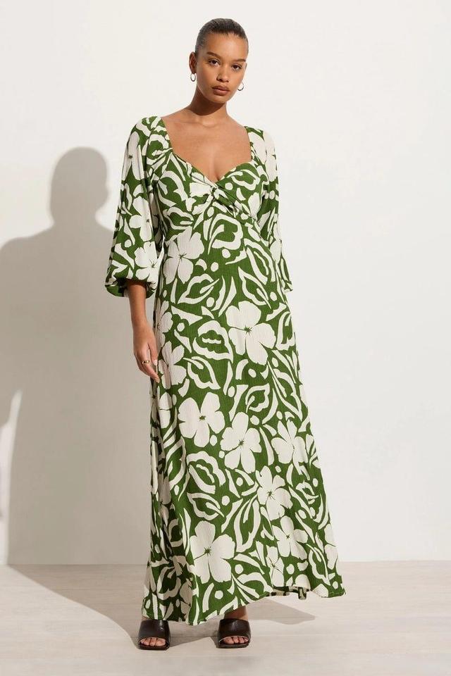 Ondina Midi Dress Pavito Floral Olive - Final Sale Product Image