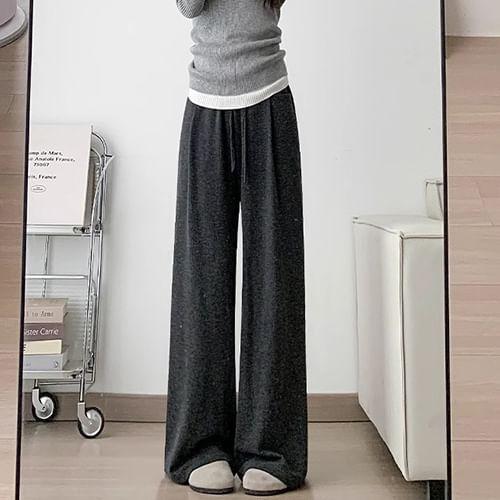 Maternity Mid Rise Striped Wide Leg Pants Product Image