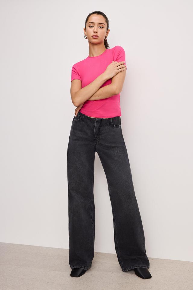 WIDE LEG PULL-ON JEANS | BLACK351 Product Image