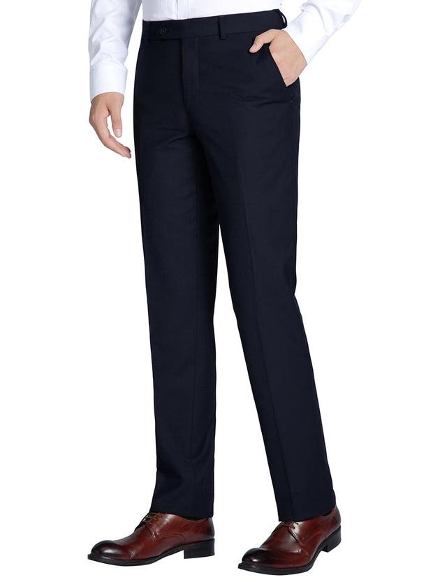 Dress Pants Regular Leg Un-Hemmed Bottoms in Dark Navy Product Image