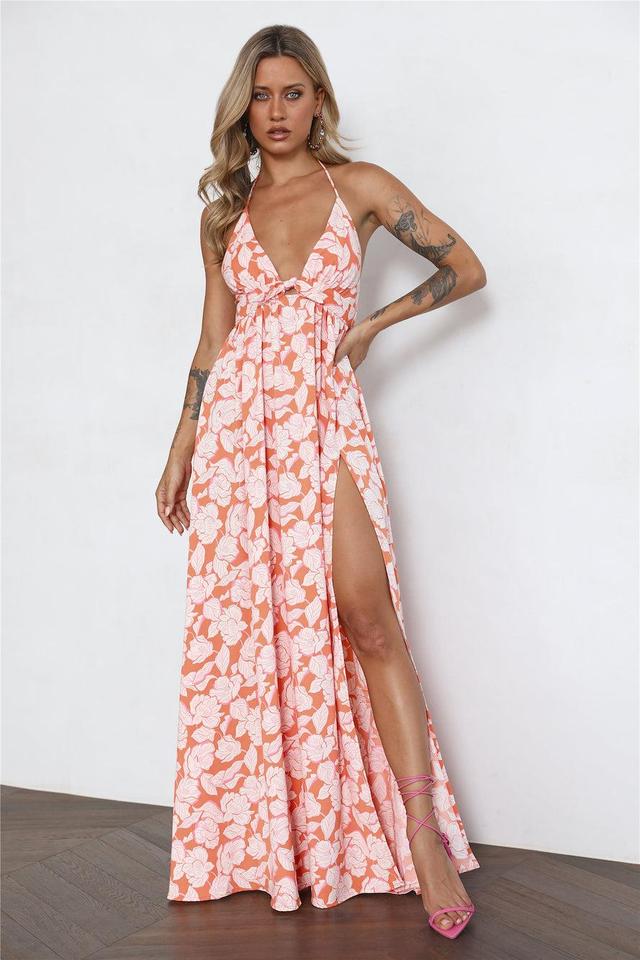 HELLO MOLLY Eternally Evergreen Maxi Dress Orange Product Image