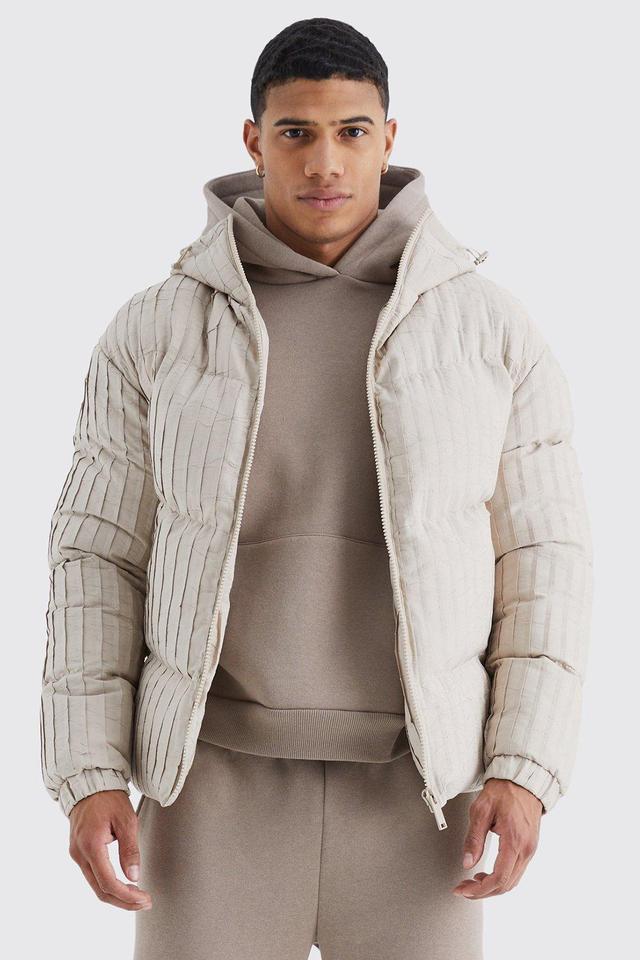 Pleated Puffer With Hood | boohooMAN USA Product Image