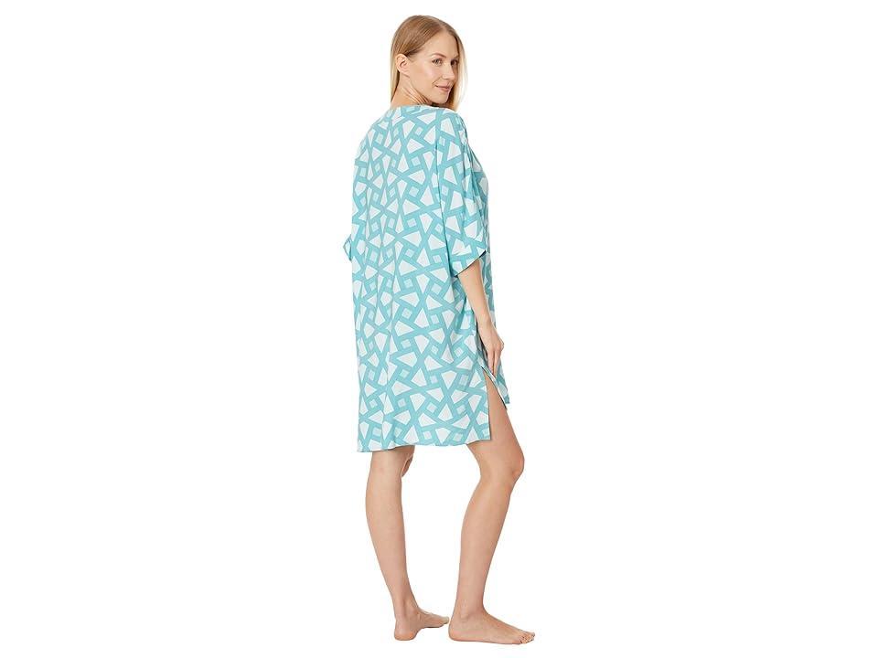 N by Natori Soho Geo- Challis 36 Sleepshirt (Turquoise) Women's Pajama Product Image