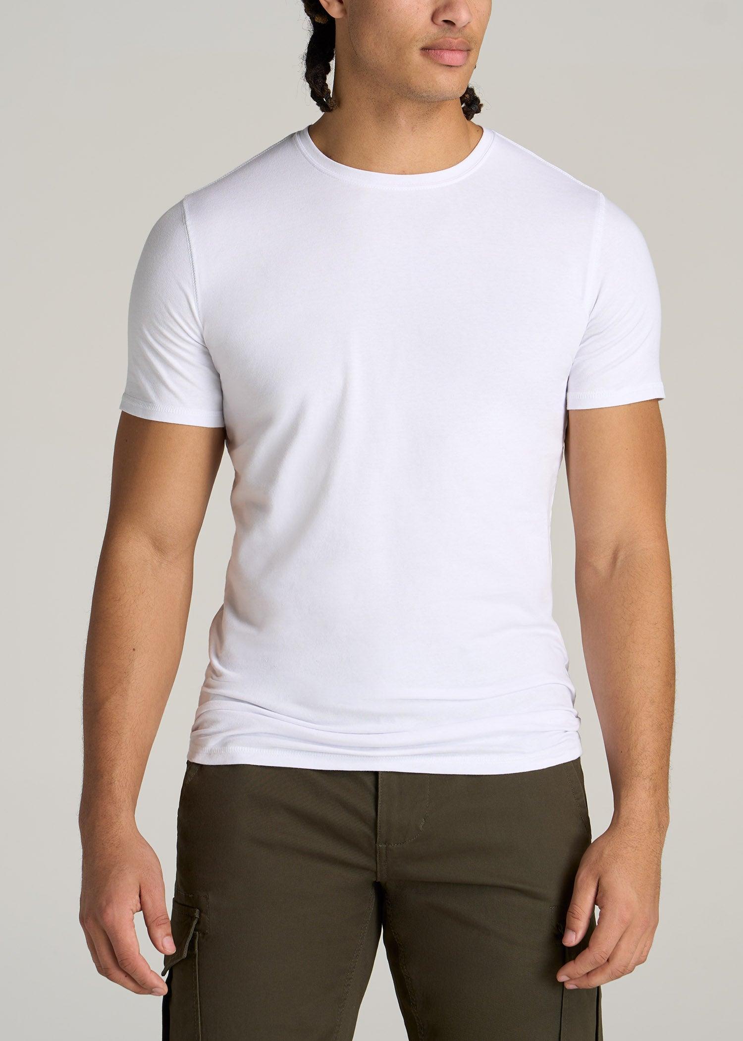 The Essential SLIM-FIT Crewneck Men's Tall Tees in White Product Image