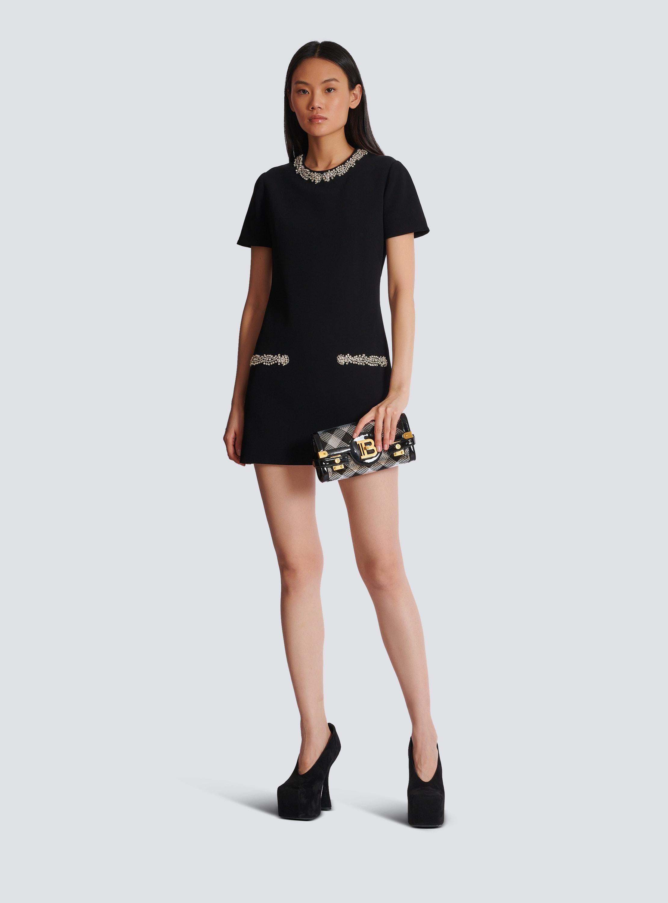 Embroidered crepe shift dress Product Image