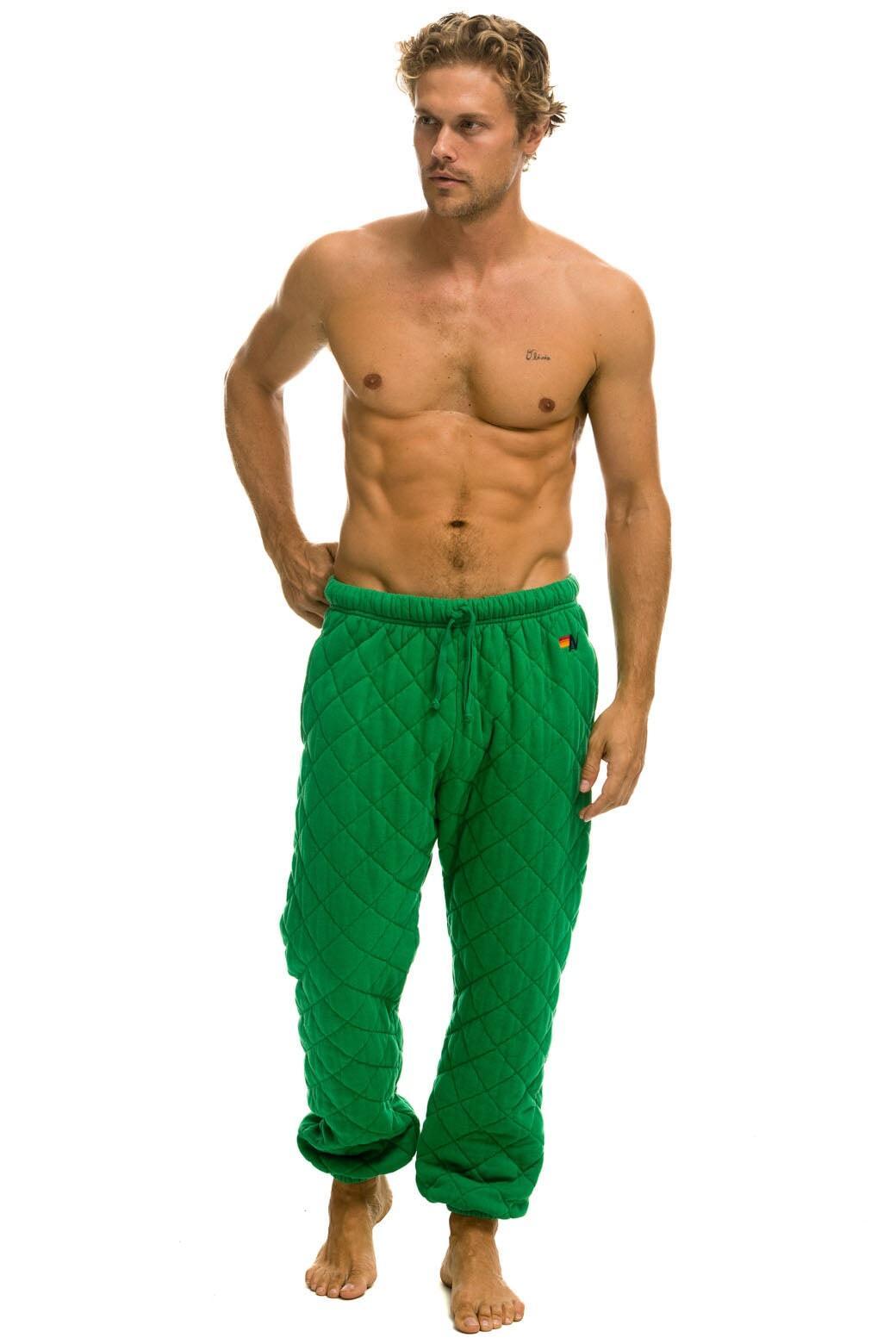 QUILTED SWEATPANTS - KELLY GREEN Male Product Image