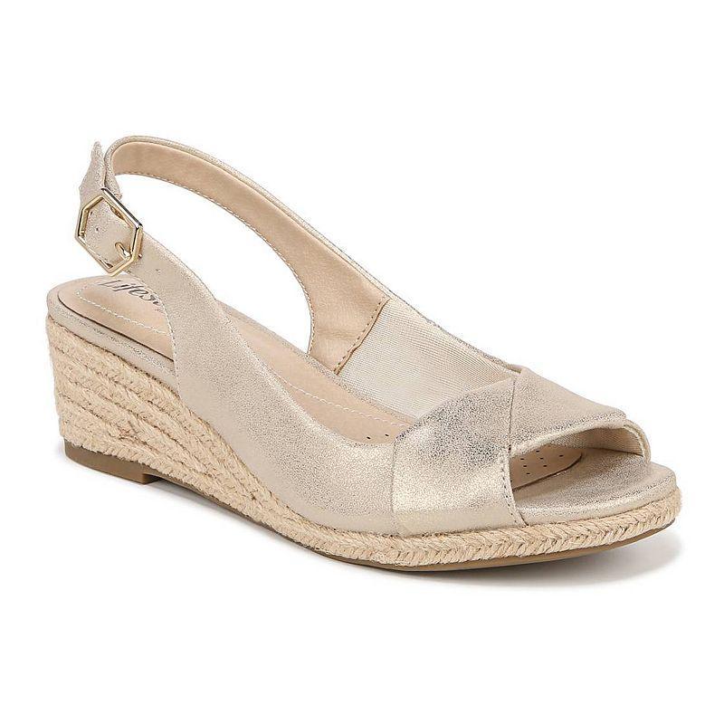 LifeStride Socialite Womens Wedge Sandals Dark Beige Product Image