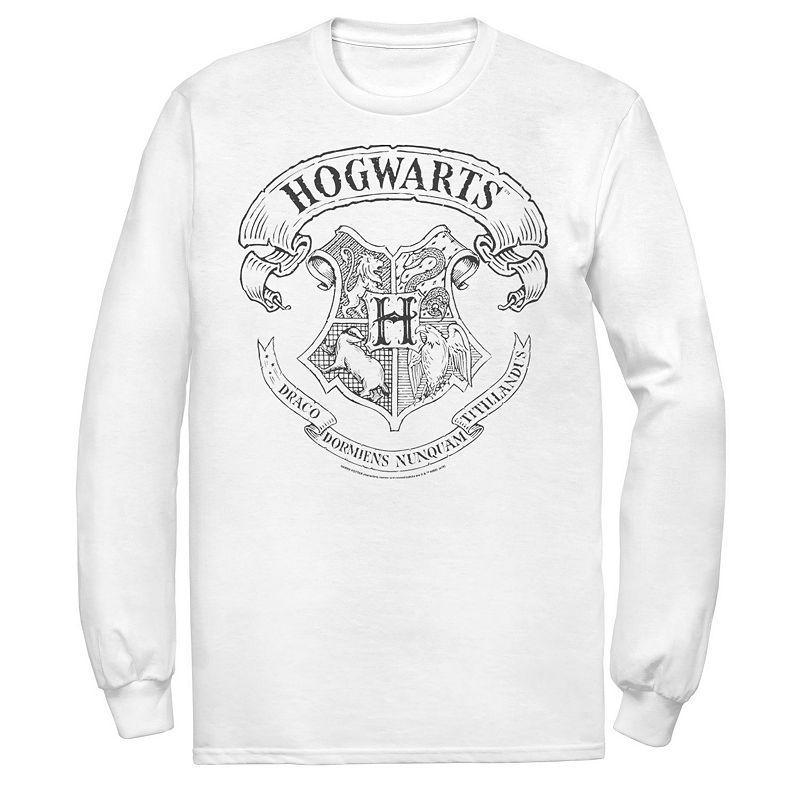 Mens Harry Potter Simple Hogwarts Crest Outline Long Sleeve Graphic Tee Product Image