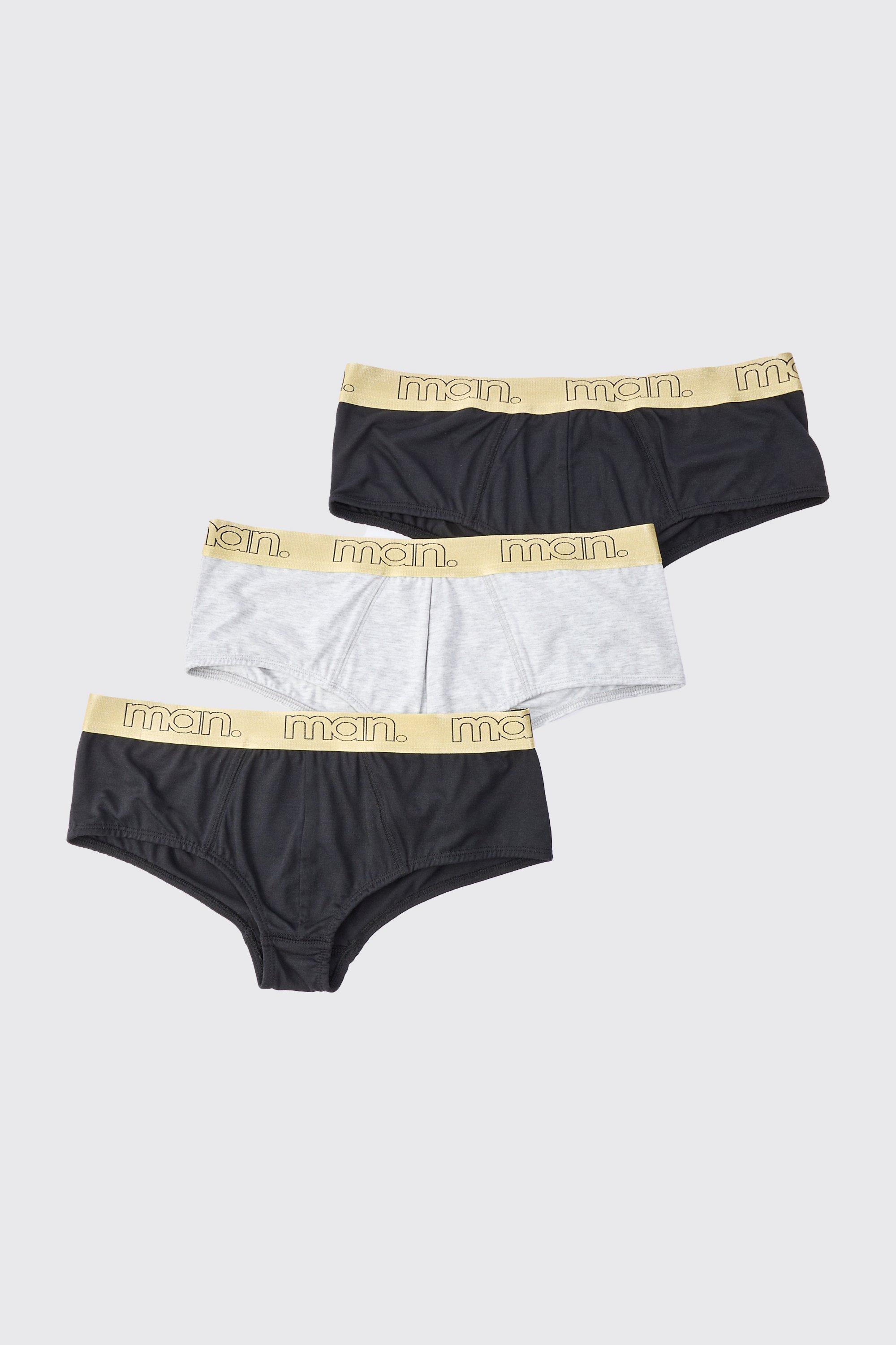 3 Pack Man Gold Waistband Briefs | boohooMAN USA Product Image