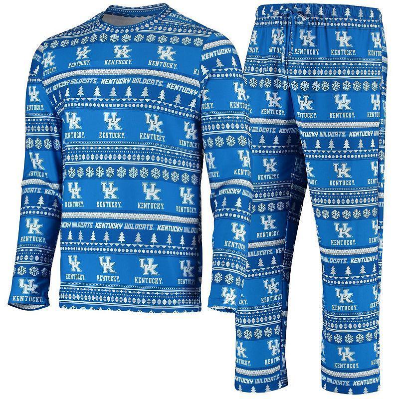 Mens Concepts Sport Royal Kentucky Wildcats Ugly Sweater Knit Long Sleeve Top and Pant Set Product Image