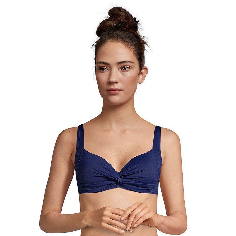 Lands End Womens Twist Front Underwire Bikini Swimsuit Top Adjustable Straps Product Image