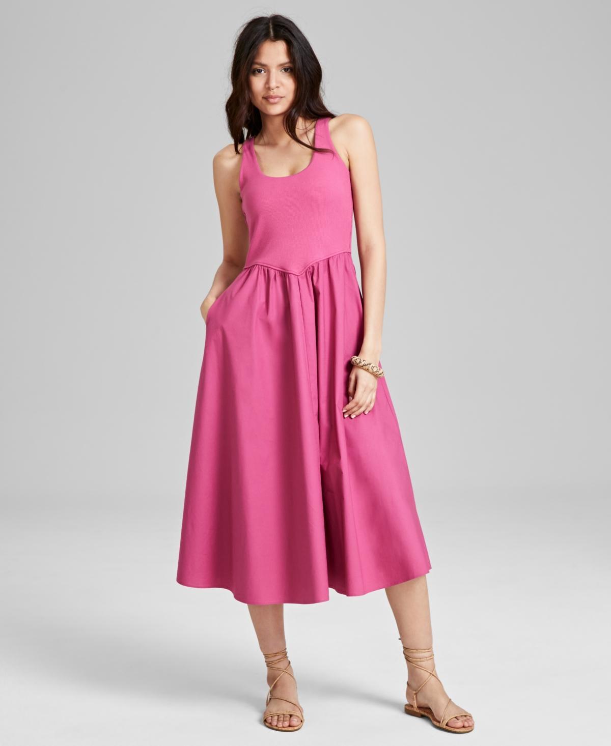 And Now This Womens Mixed-Media Sleeveless Midi Dress, Created for Macys Product Image