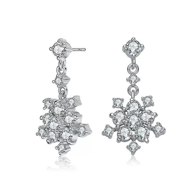 Sterling Silver Cubic Zirconia Cluster Flower Style Drop Earrings, Womens Product Image