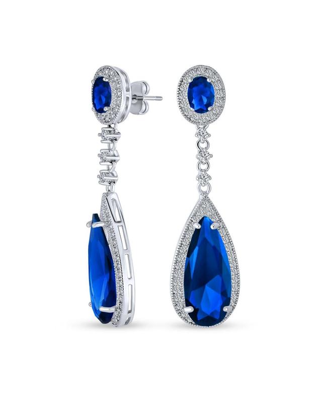 Bling Jewelry Classic Estate Jewelry Art Deco Style Halo Linear Long Cz Statement Dangle Teardrop Chandelier Earrings For Women Prom Party Jewel Color Product Image