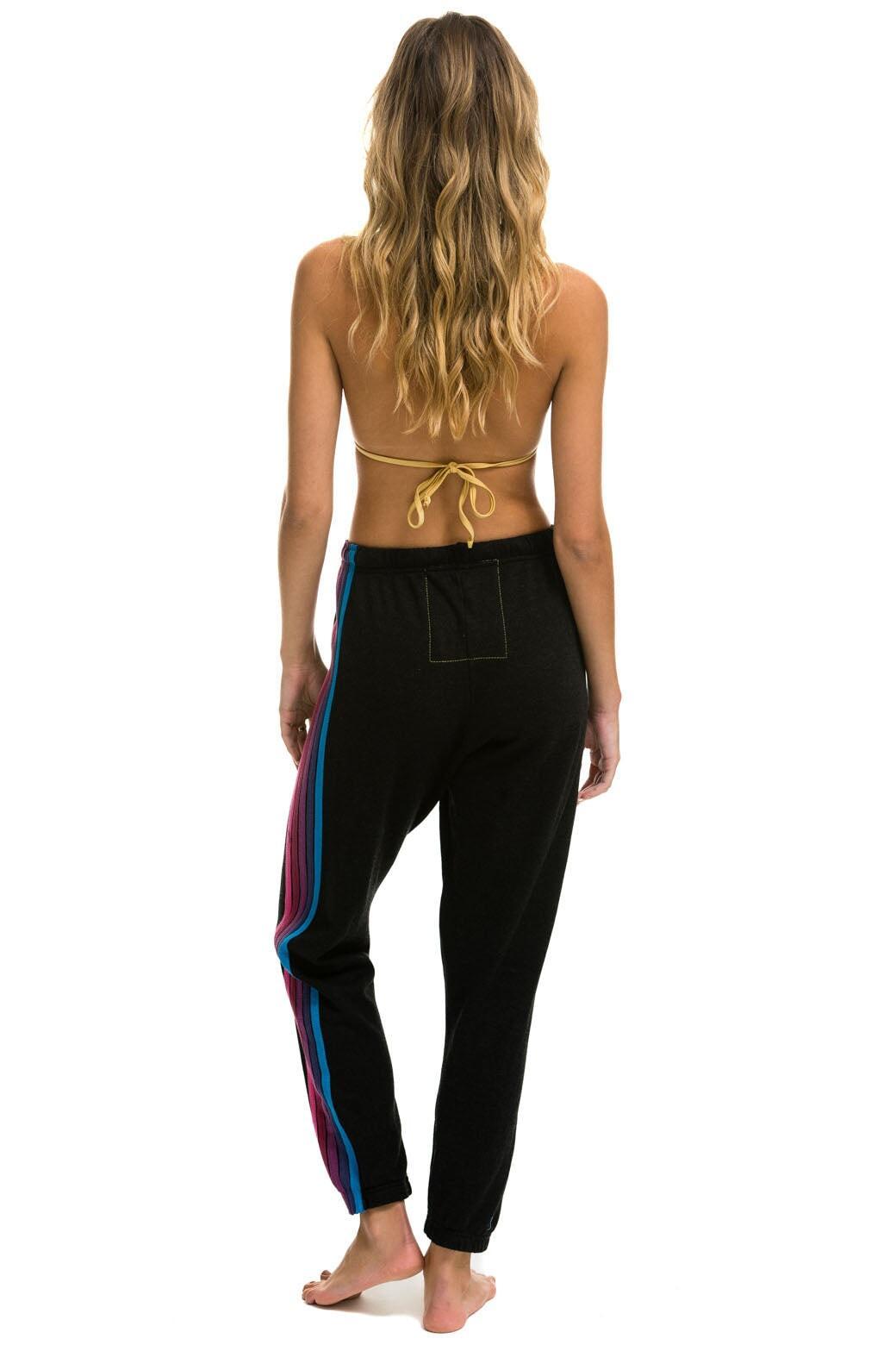 5 STRIPE SWEATPANTS - BLACK // PINK PURPLE Female Product Image