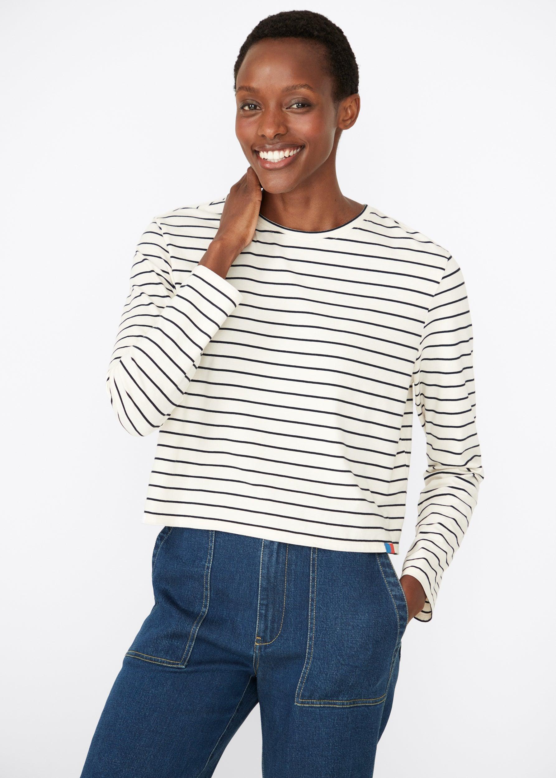 The Venice - Cream/Navy Pinstripe Female Product Image