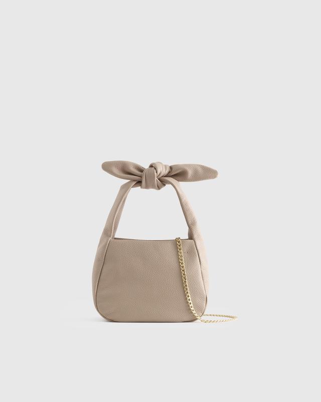 Womens Italian Leather Mini Bow Bag in Taupe by Quince Product Image