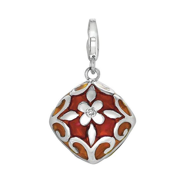 Sterling Silver White Topaz Flower Charm, Womens Product Image