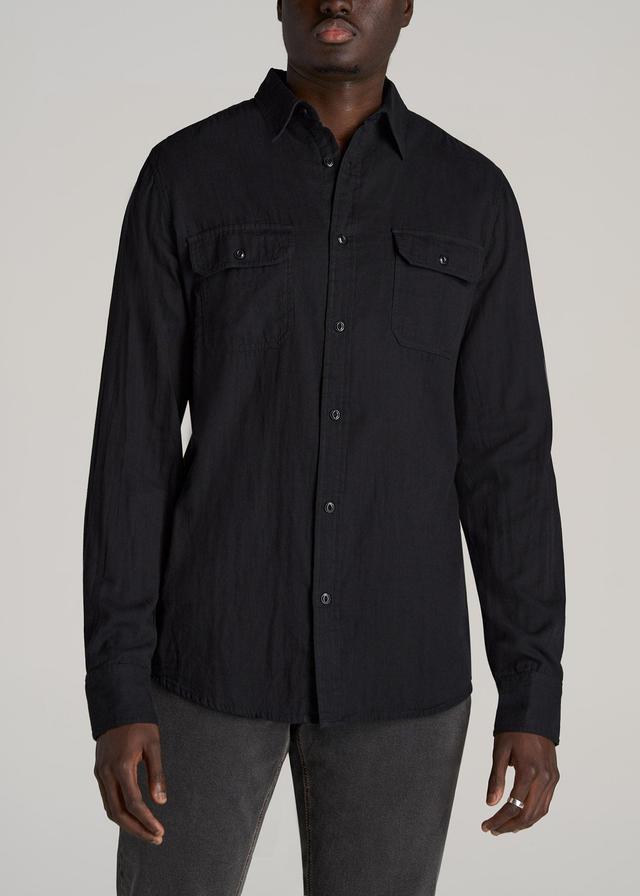 LJ&S Double Weave Shirt for Tall Men in Vintage Black Male Product Image