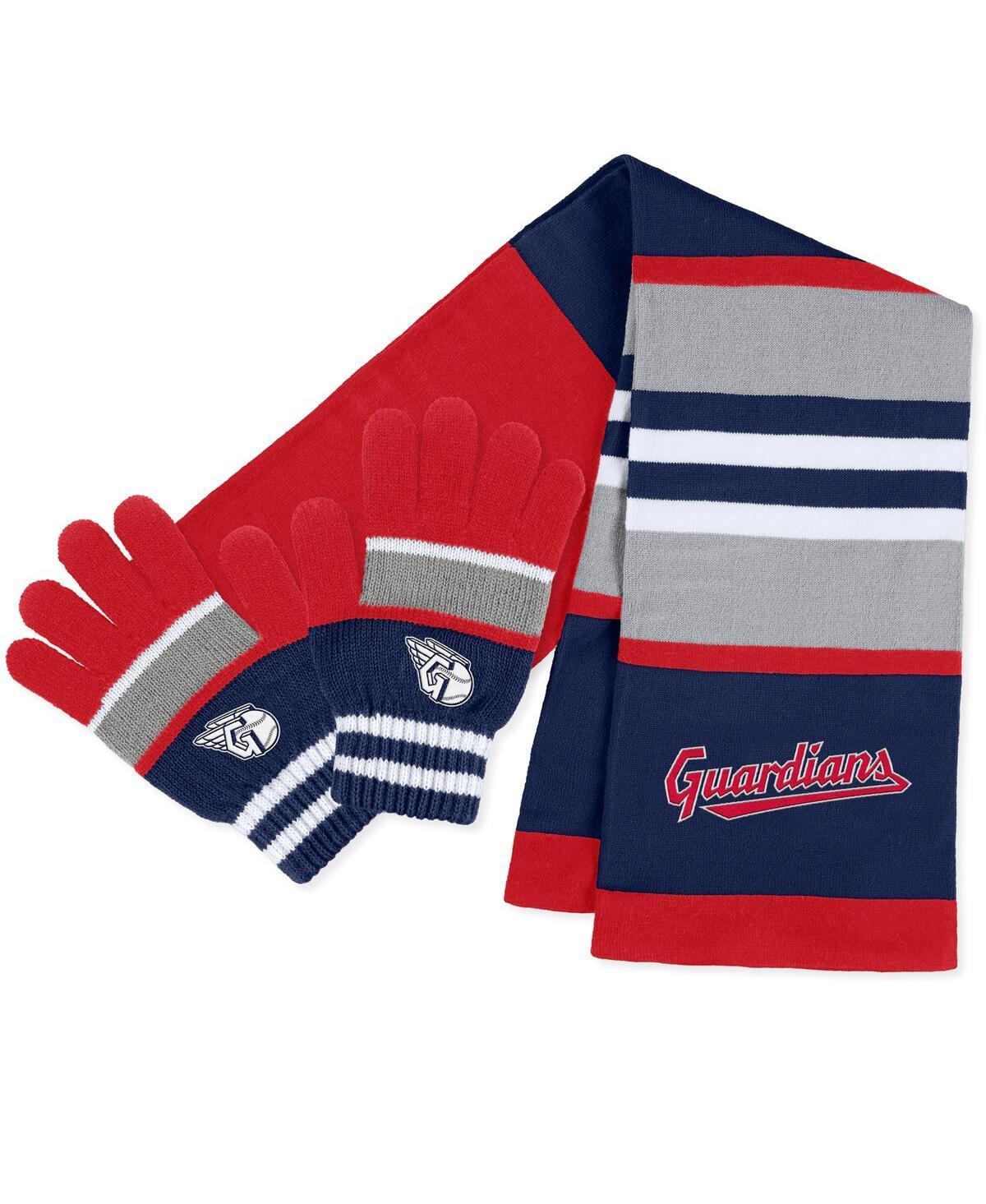 Womens WEAR by Erin Andrews Cleveland Guardians Stripe Glove & Scarf Set Product Image