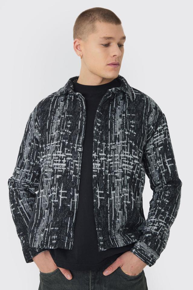 Regular Fit Brushed Abstract Overshirt | boohooMAN USA Product Image