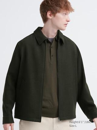 Mens Single Collar Short Blouson Dark Green XS UNIQLO US Product Image