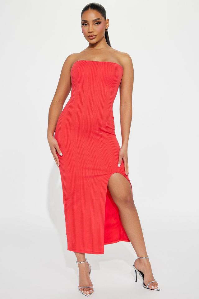 Hailey Textured Tube Midi Dress - Red Product Image