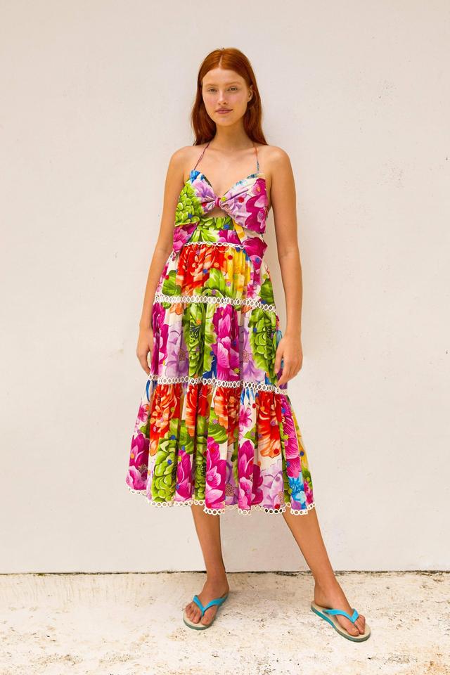 RAINBOW CHITA FLOWER MIDI DRESS Product Image