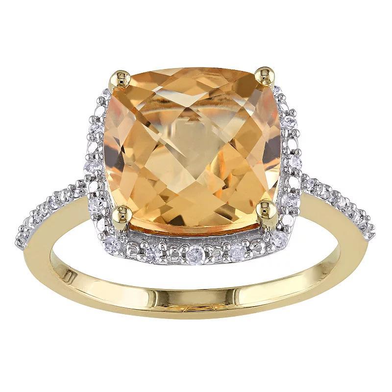 Stella Grace 10k Gold Citrine & 1/10 Carat T.W Diamond Halo Ring, Womens 14k Gold Product Image