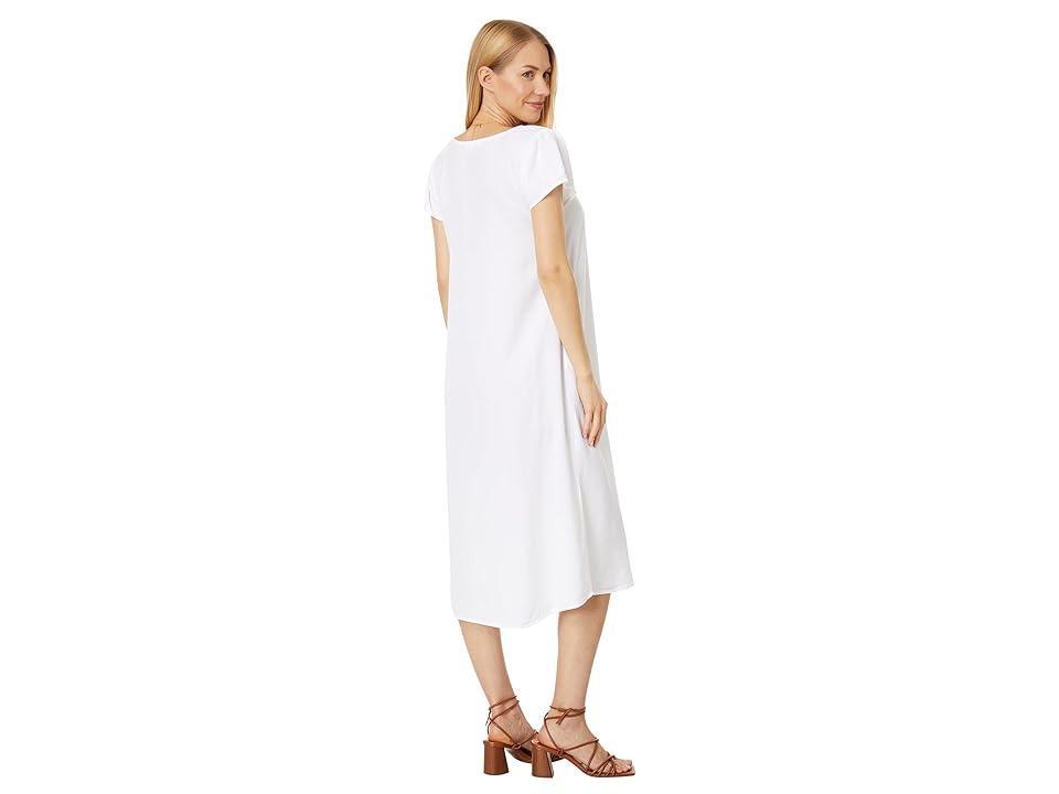 Mod-o-doc Stone Wash Tencel V-Neck Dress with Removable Belt (White) Women's Clothing Product Image