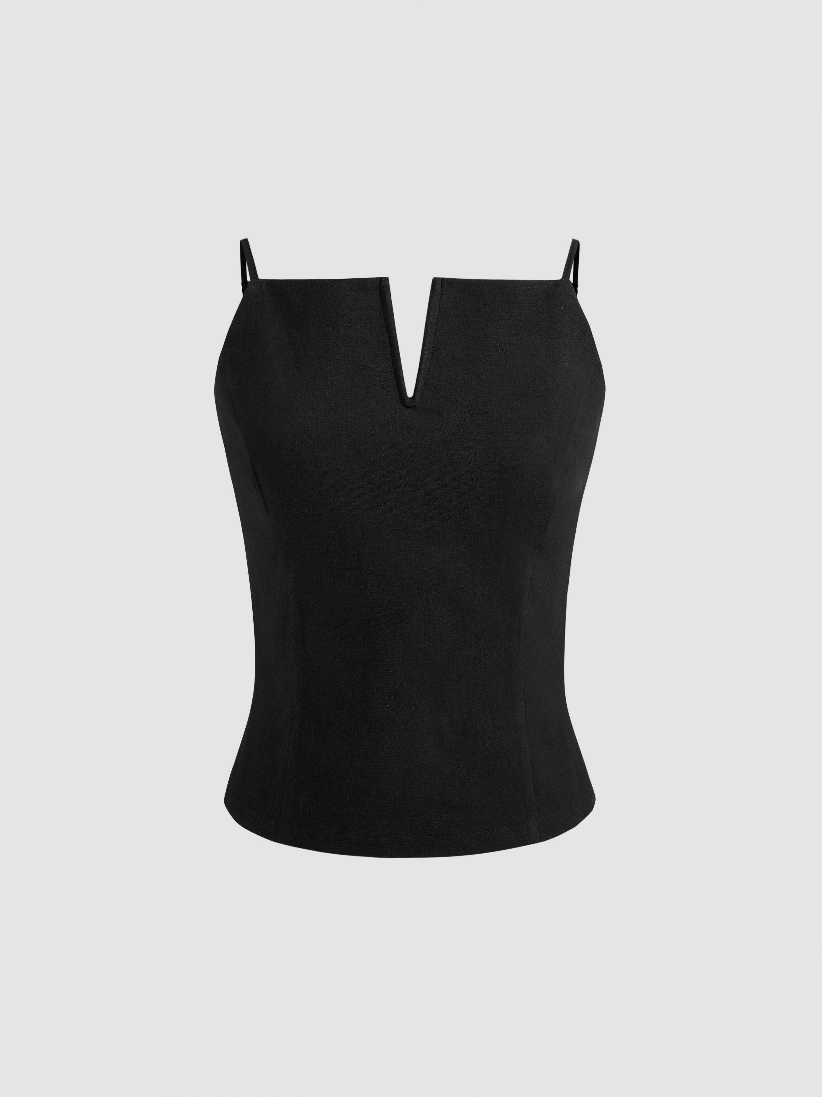 Woven V-neck Solid Cami Top Product Image