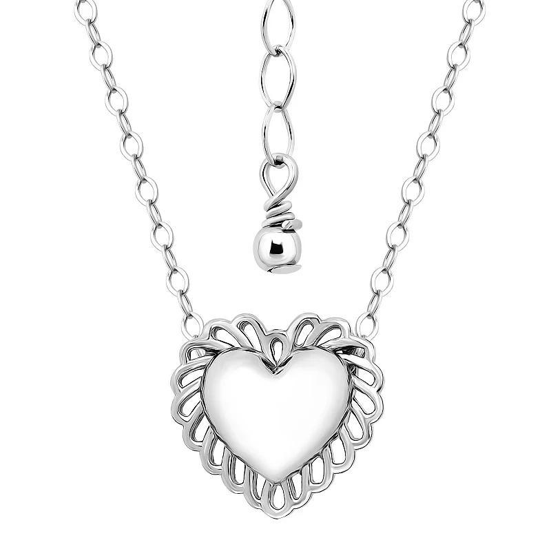 Aleure Precioso 18k Gold over Sterling Silver Heart with Scalloped Border Pendant Necklace, Womens Product Image