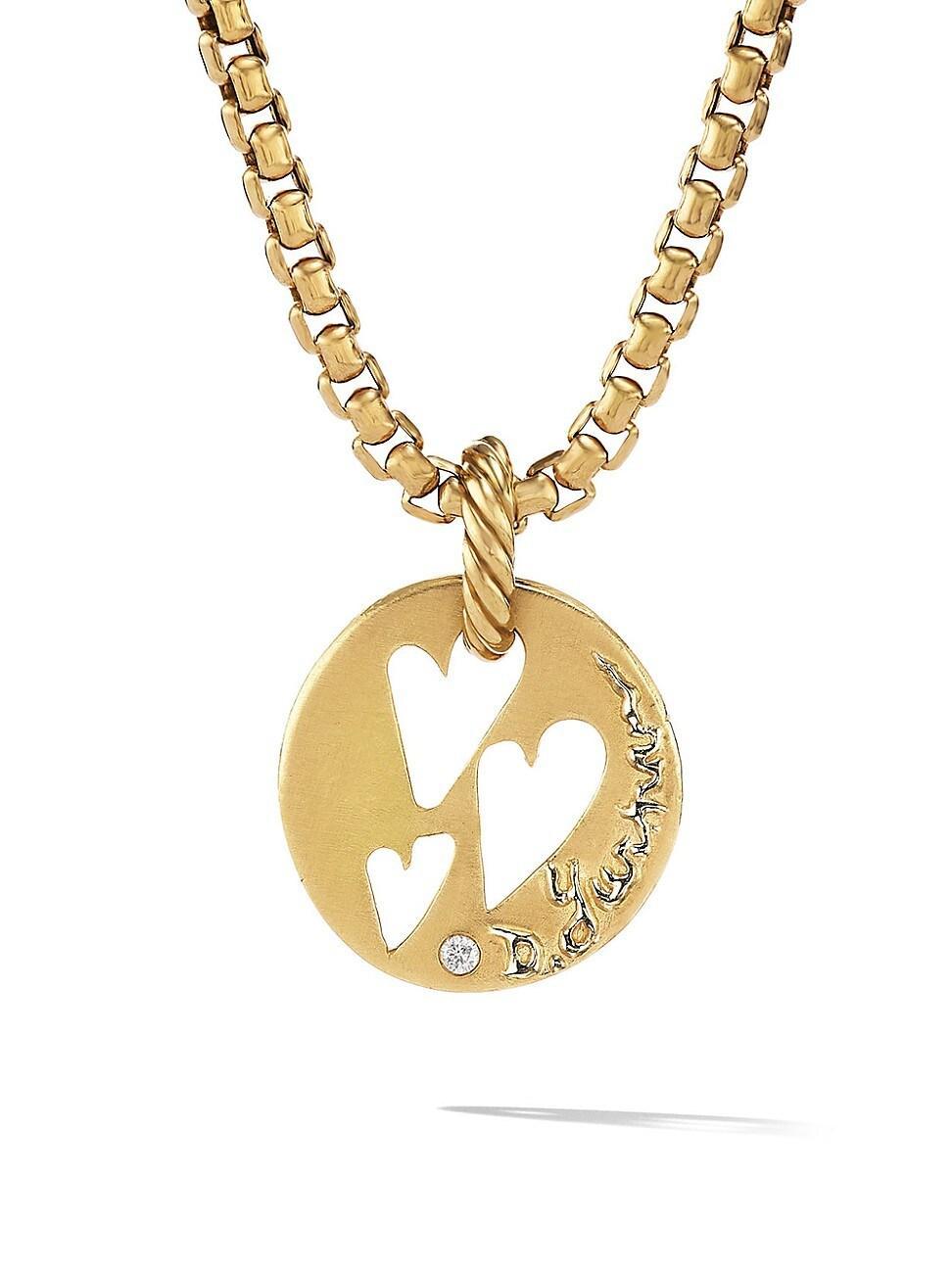 Womens DY Elements Open Hearts Pendant In 18K Yellow Gold With Diamonds Product Image