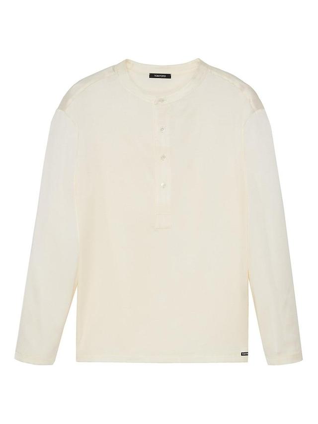 TOM FORD Henley Stretch Silk Pajama Shirt Product Image