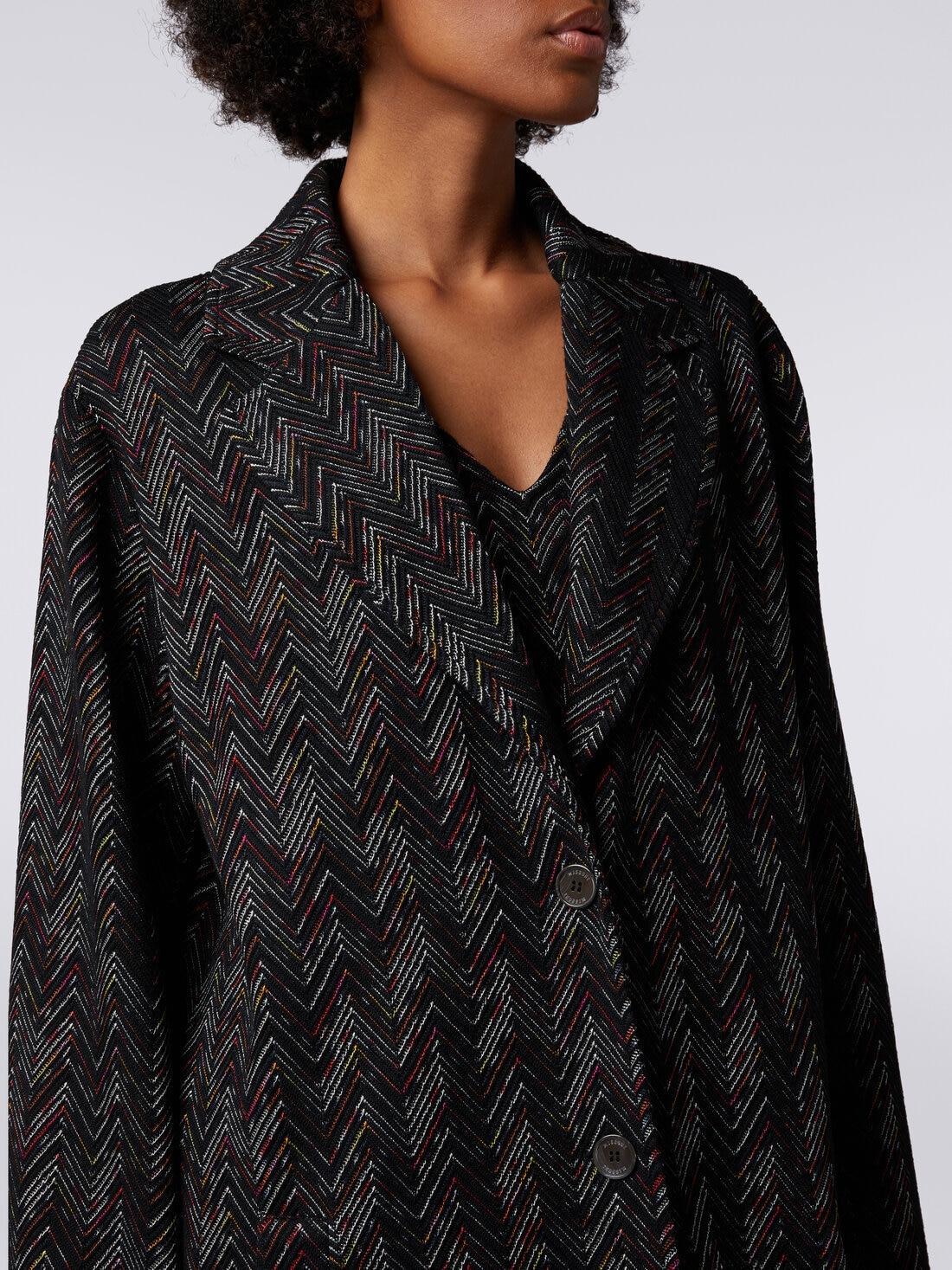 Single-breasted coat in zigzag wool blend Multicoloured | Missoni Product Image