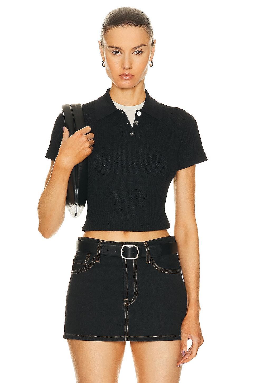 Guest In Residence Shrunken Polo Top Black. (also in XL). Product Image