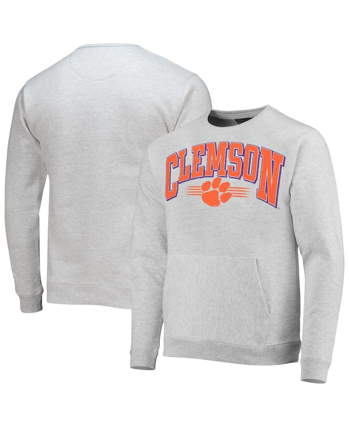 Mens League Collegiate Wear Heathered Gray Clemson Tigers Upperclassman Pocket Pullover Sweatshirt Product Image