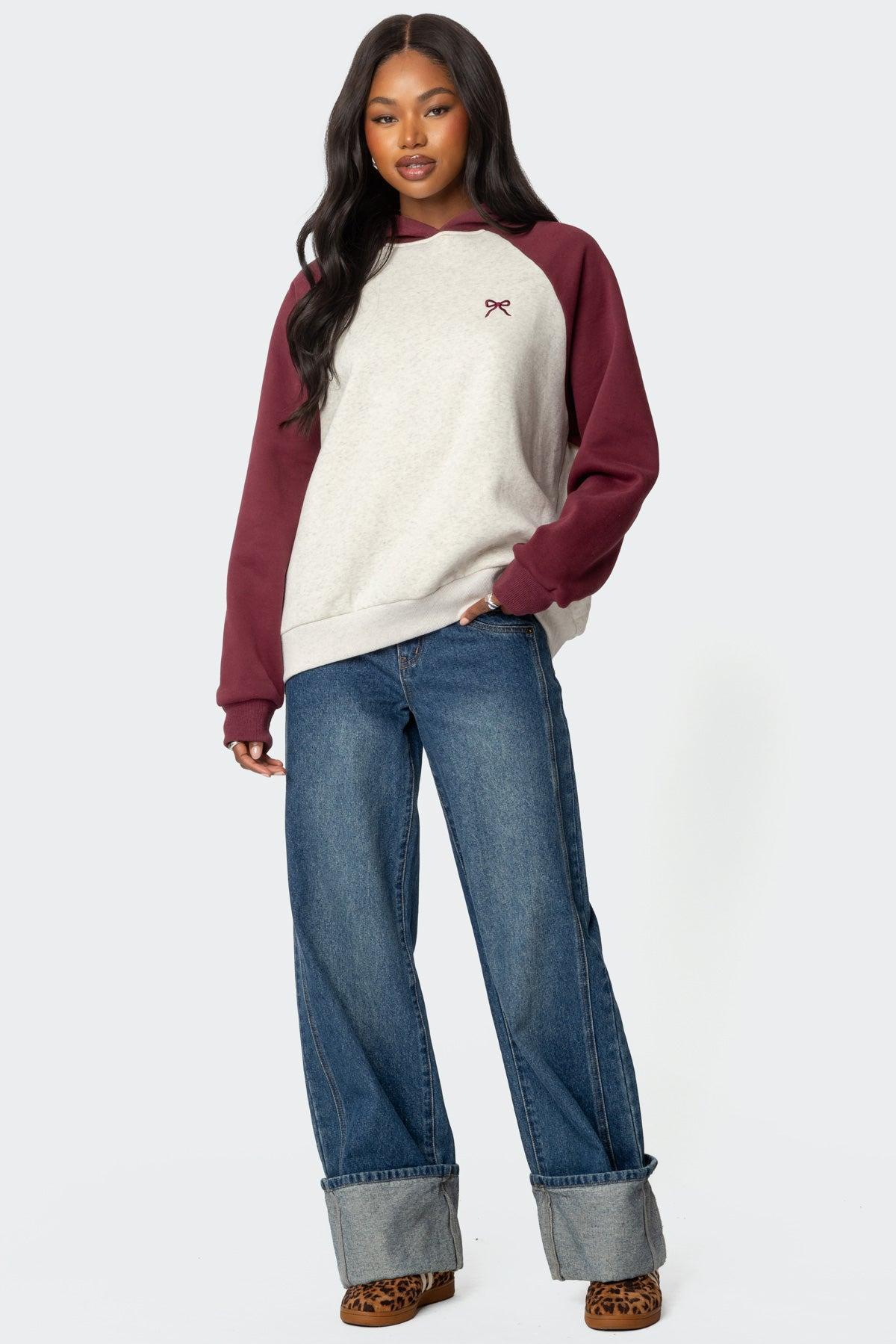 Raglan Bow Oversized Hoodie Product Image